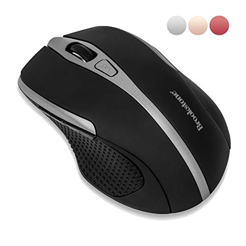 Brookstone Wireless Ergonomic Mouse with Scroll Wheel, Rubber Textered