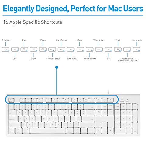Macally FullSize USB Wired Keyboard for Mac Mini/Pro, iMac Desktop