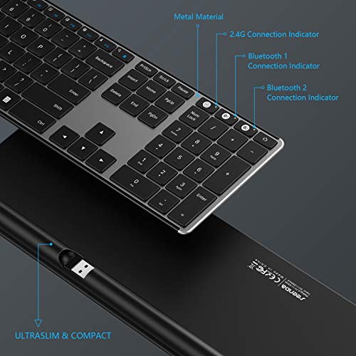 MultiDevice Bluetooth Keyboard for Windows/Mac OS, seenda Ultra Slim
