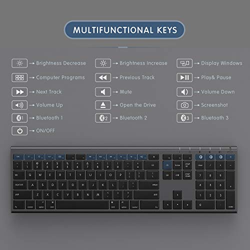 Multi-Device Keyboard for Mac OS/ iOS/ iPad OS, Jelly Comb Bluetooth
