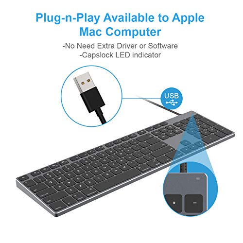 Wired Mac Keyboard for Apple Computer, iMac, MacBook, MacBook Pro/Air