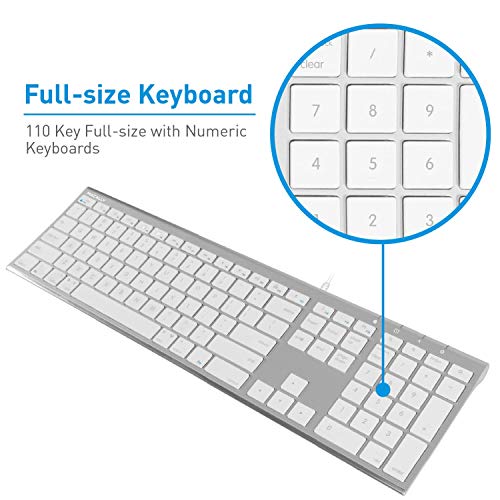 Wired USBC Keyboard, Macally UltraSlim USB Type C Keyboard for Apple